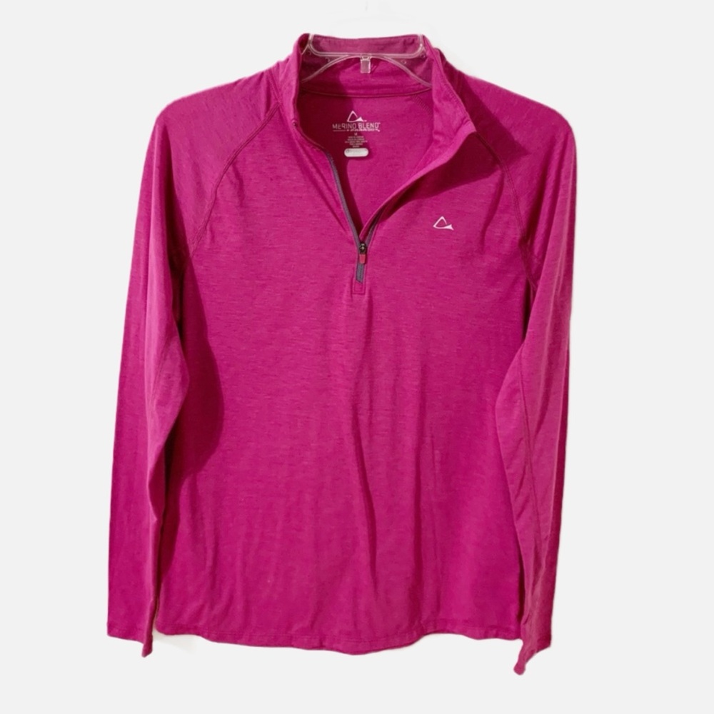 Merino Blend by Paradox Long Sleeve Quarter Zip Mock Neck Athletic Pullover Top